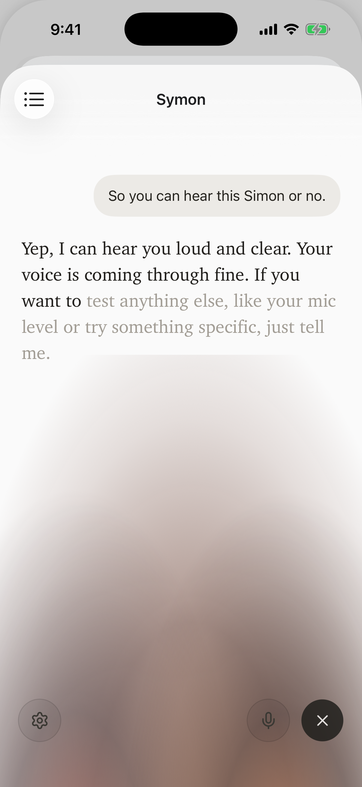 Symon voice mode on iPhone